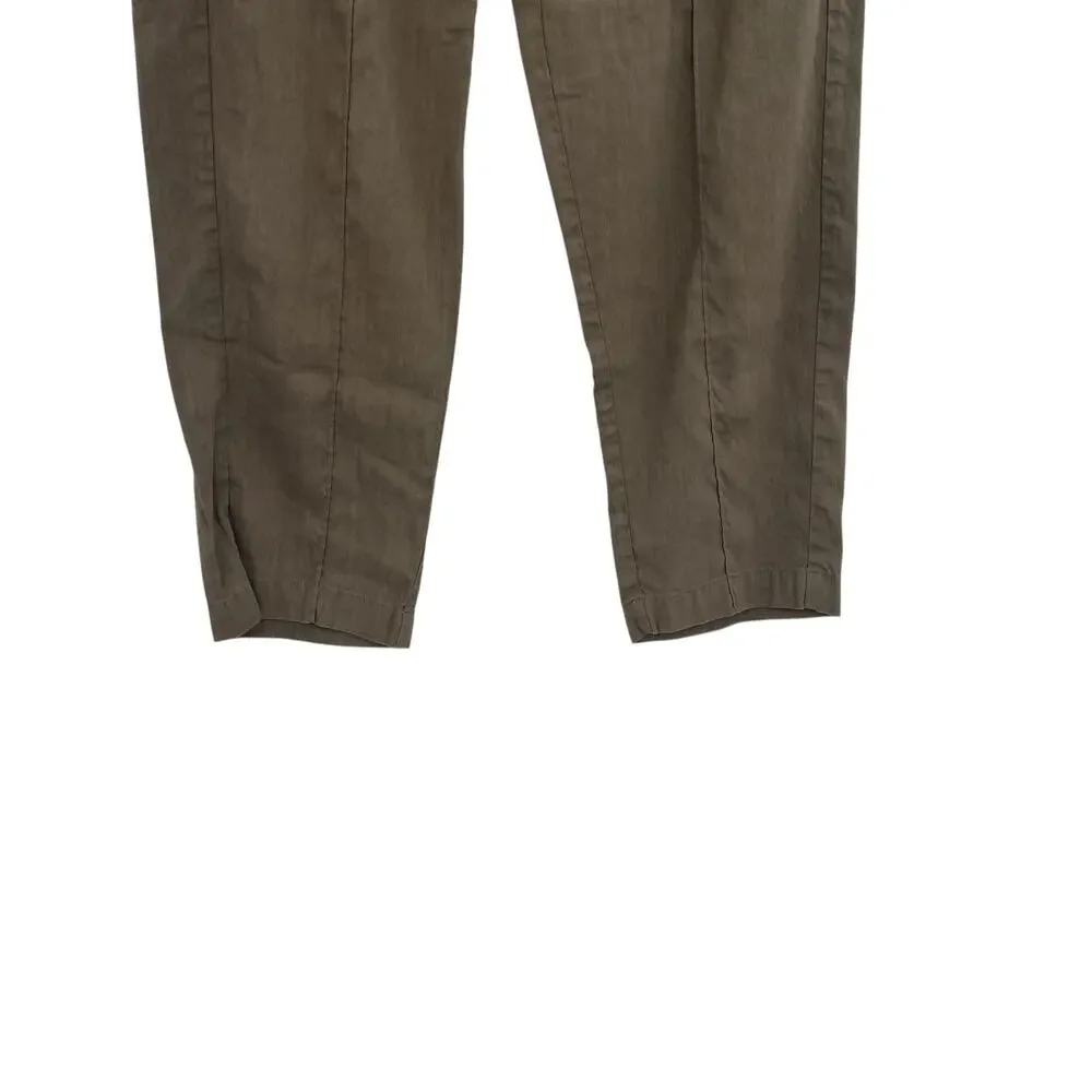 Aritzia Babaton Day Linen Pants Drawstring Ankle Beige Brown‎ Khaki Size Medium